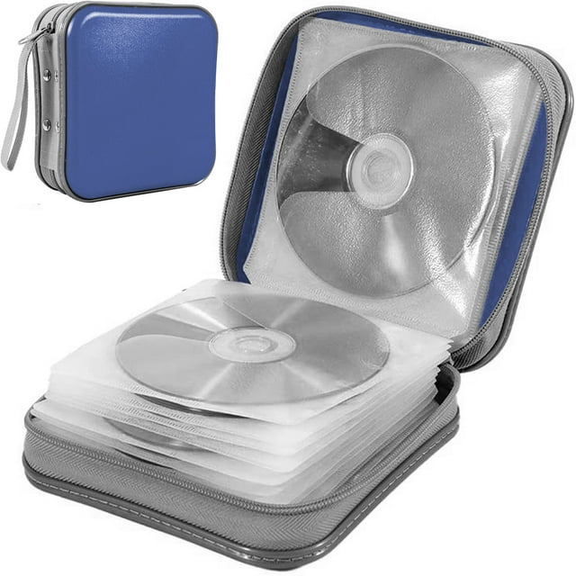 CD Case, 40 Capacity Hard Plastic DVD Case Portable Zipper CD Case Holder Large Storage Disc Wallet Bag for Car Home Travel