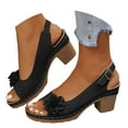 thumbnail image 3 of Orthopedic Wedge Sandals Women Arch Support Flower Design Leather Open Toe, 3 of 9