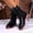 Black, variant on KEVCHE Womens Heel Mid-Calf Boots for Fall Fashion, Side Lace-Up Block Low Heel Combat Riding Booties with Zipper Side, Stylish High Boots for Autumn Daily Wear