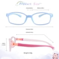 thumbnail image 4 of LAMBBAA Kids Blue Light Blocking Glasses 2 Pack Square Flexible Frame UV400 Protection Anti Blue Ray Computer Glasses Anti Glare Eyewear for Boys Girls Age 3-12 (Blue+Pink), 4 of 5