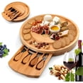 thumbnail image 2 of PYAN-Charcuterie Boards Gift Set - Premium Bamboo Cheese Board Set with 4 PCS Knife Set, Serving Plates Housewarming, Wedding,Christmas Charcuterie Board, Hostess Gifts, 2 of 3