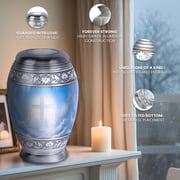 Heavenly Cross Aluminum Cremation urn Set – Large Adult & Necklace Keepsake Urn for Ashes, Handcrafted in India