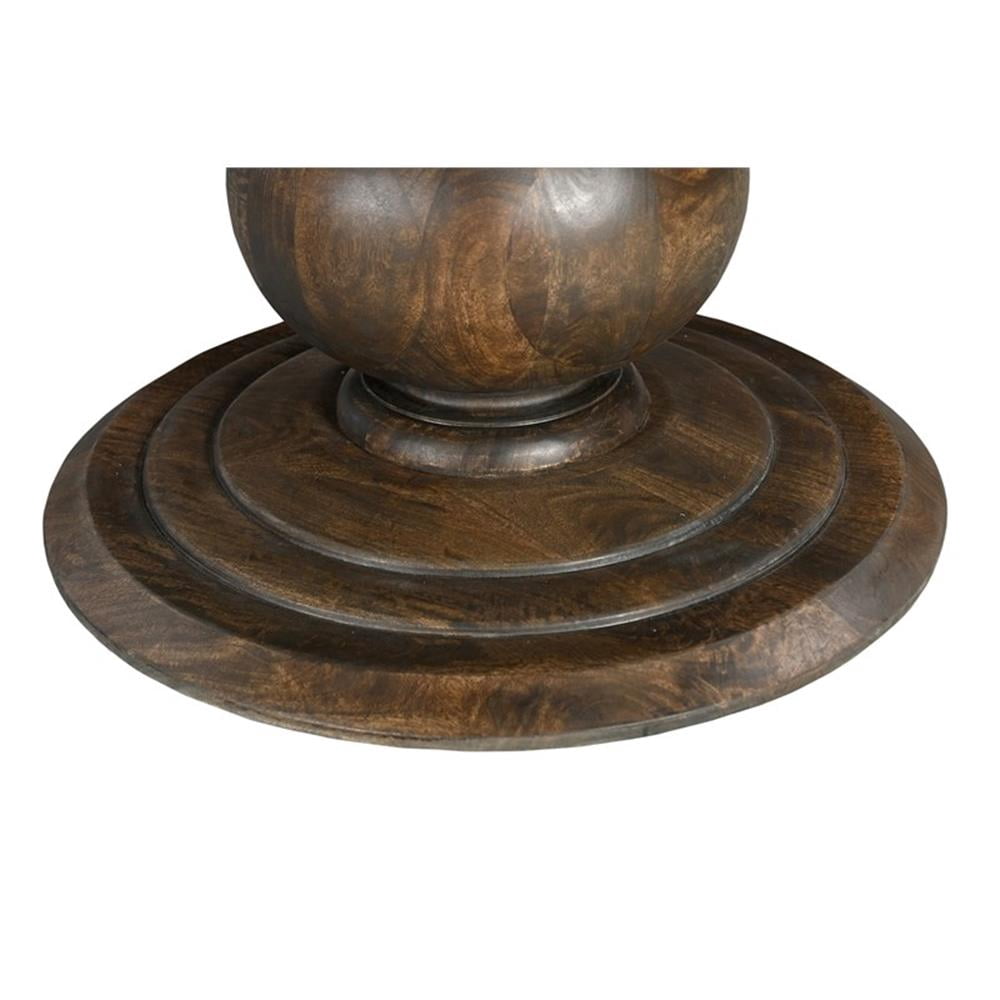 Taran Designs Lawrence 60" Round Solid Wood Pedestal Dining Table in Dark Brown