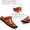 thumbnail image 3 of Mens Closed Toe Leather Sandals Summer Casual Fisherman Sandals Walking Outdoor Beach Shoes, 3 of 8