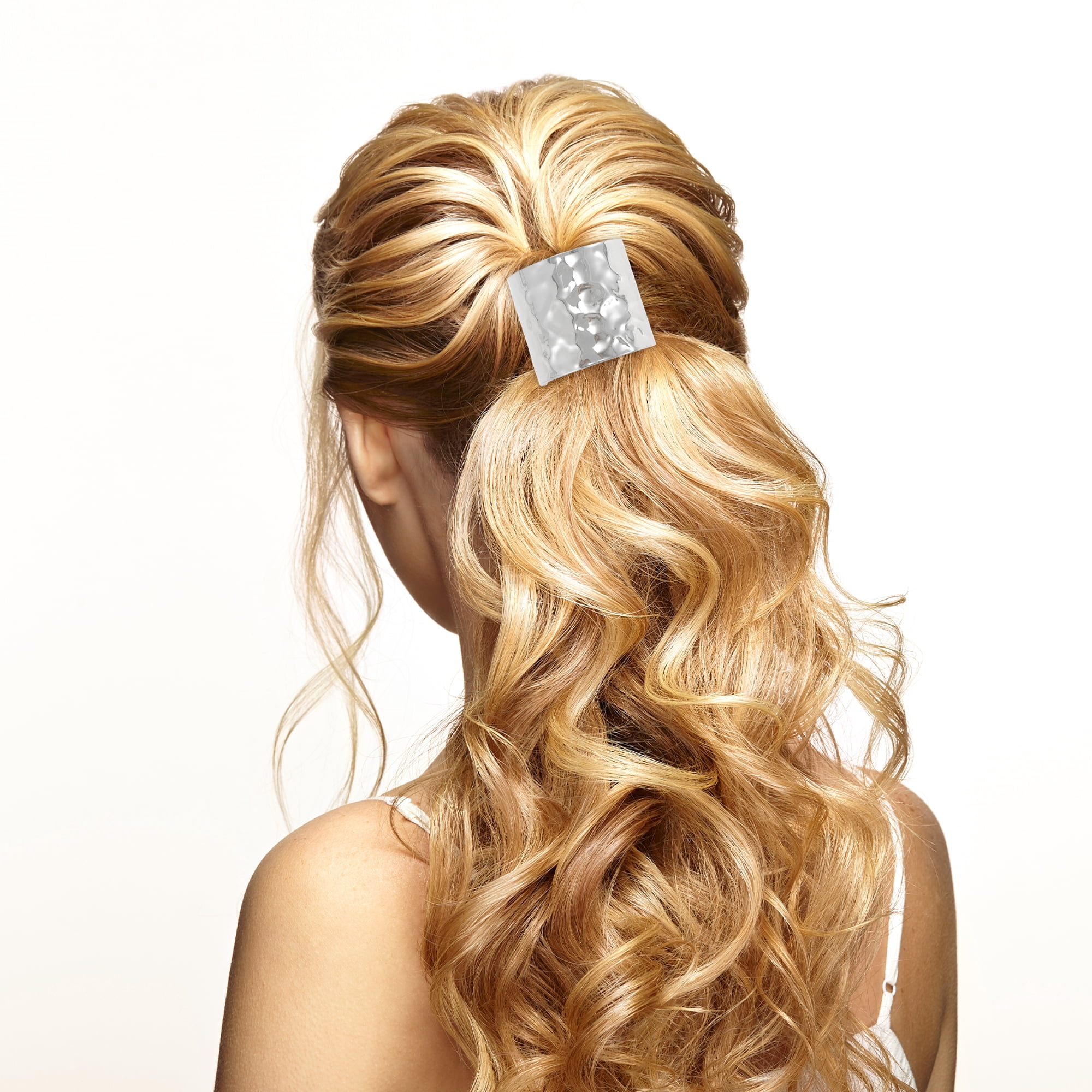 Unique Bargains Stylish Semi-column Ponytail Buckle Hair Clip for Women 1 Pc Silver Tone