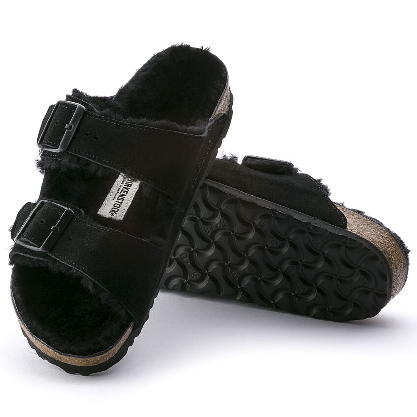 BIRKENSTOCK Unisex Arizona Shearling Black Suede/Black Shearling (regular width) - 0752661  BLACK