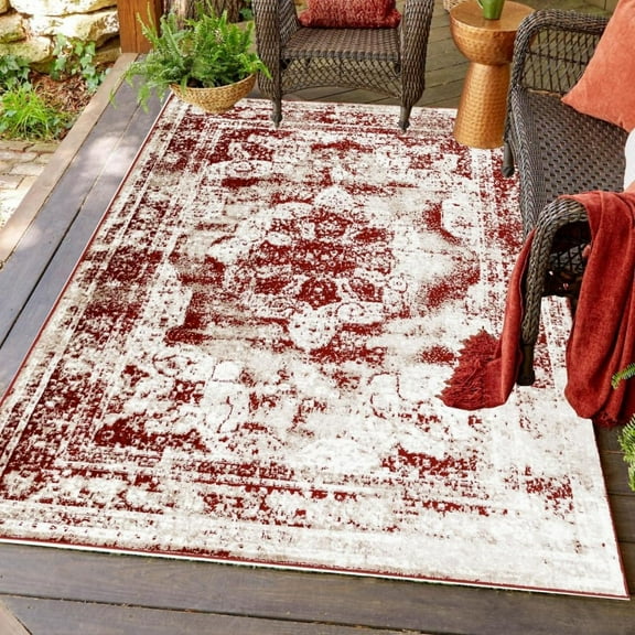 Pink Boho Abstract Outdoor Area Rug For Patio Deck Porch Balcony Camping Washable Waterproof Outside Carpet Vintage Non Slip Bathroom Laundry Room Rugs Runner 4x5ft