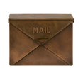 thumbnail image 1 of Benjara Spacious Envelope Shaped Wall Mount Iron Mail Box, Copper Finish, 1 of 5