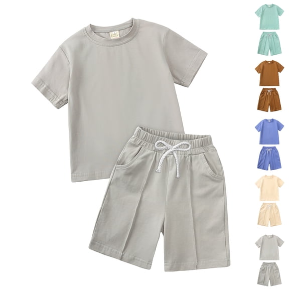 Bigetiay Boys Summer Clothes 2 Piece Fashion Athletic Performance Crew Neck T-Shirt and Shorts Set 6-7 Yearsboys Outfits