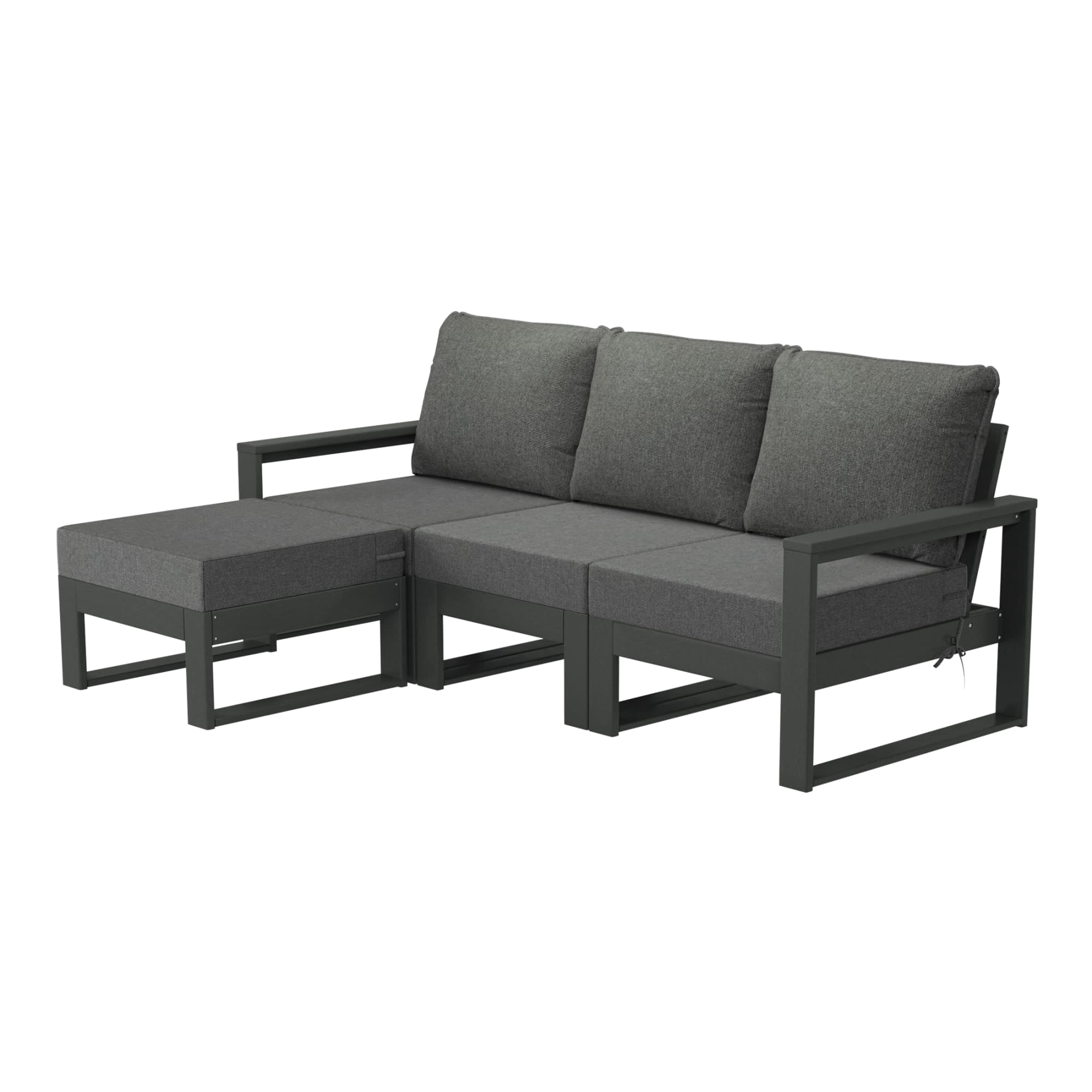 WestinTrends Montara Outdoor 4-Piece HDPE L-Shaped Modular Patio Sofa Furniture Set, Gray/Gray