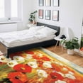 thumbnail image 6 of Area Rugs 2x3 Ft Retro Floral Red White Poppy Flower Field Sky Oil Painting Non-Slip Washable Rug Indoor Rug Floor Mats Non Shedding Carpet for Living Room Bedroom Dining Room Home Decor, 6 of 8