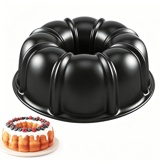 NORIZF 10" Cake Pan,Nonstick Fluted Cake Pan,Buntz Pound Cake Mold,Tube Bakeware,Baking Mold for Jello/Gelatin/Chocoflan,Non Toxic,Easy Clean-Black