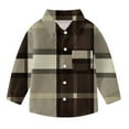 thumbnail image 5 of MKOSPLRT Toddler Baby Boys Girls Plaid Shirts 6M-8Y Long Sleeve Lapel Button Down Shirt Color Block Fall T Shirts Back to School Clothes, 5 of 10
