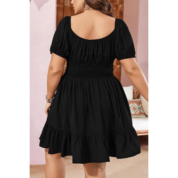 Serenity Smocked Dress (S, Black)