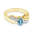 thumbnail image 2 of Oval Shape Natural Diamond And Simulated Aquamarine In 14K Yellow Gold Over 925 Sterling Silver Ring Size 5.5, 2 of 4