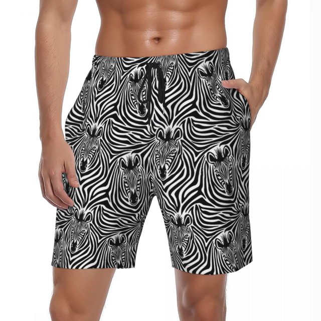 Summer Gym Shorts Men Zebra Stripe Running Surf Animal Print Custom Board Short Pants Stylish Comfortable Swim Trunks Plus Size