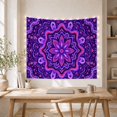 thumbnail image 5 of Purple Mandala Glowing Against a Navy Backdrop, Mystical Psychedelic for Art Lovers, Radial Wall Art, Housewarming Gift, Tapestry Wall Hanging for Bedroom and Living Room, 5 of 7