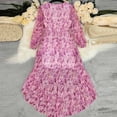 thumbnail image 6 of Women's Boho Floral High Low Maxi Dress V-Neck Long Sleeve Flowy Long Dress Wedding Guest Dress, 6 of 7