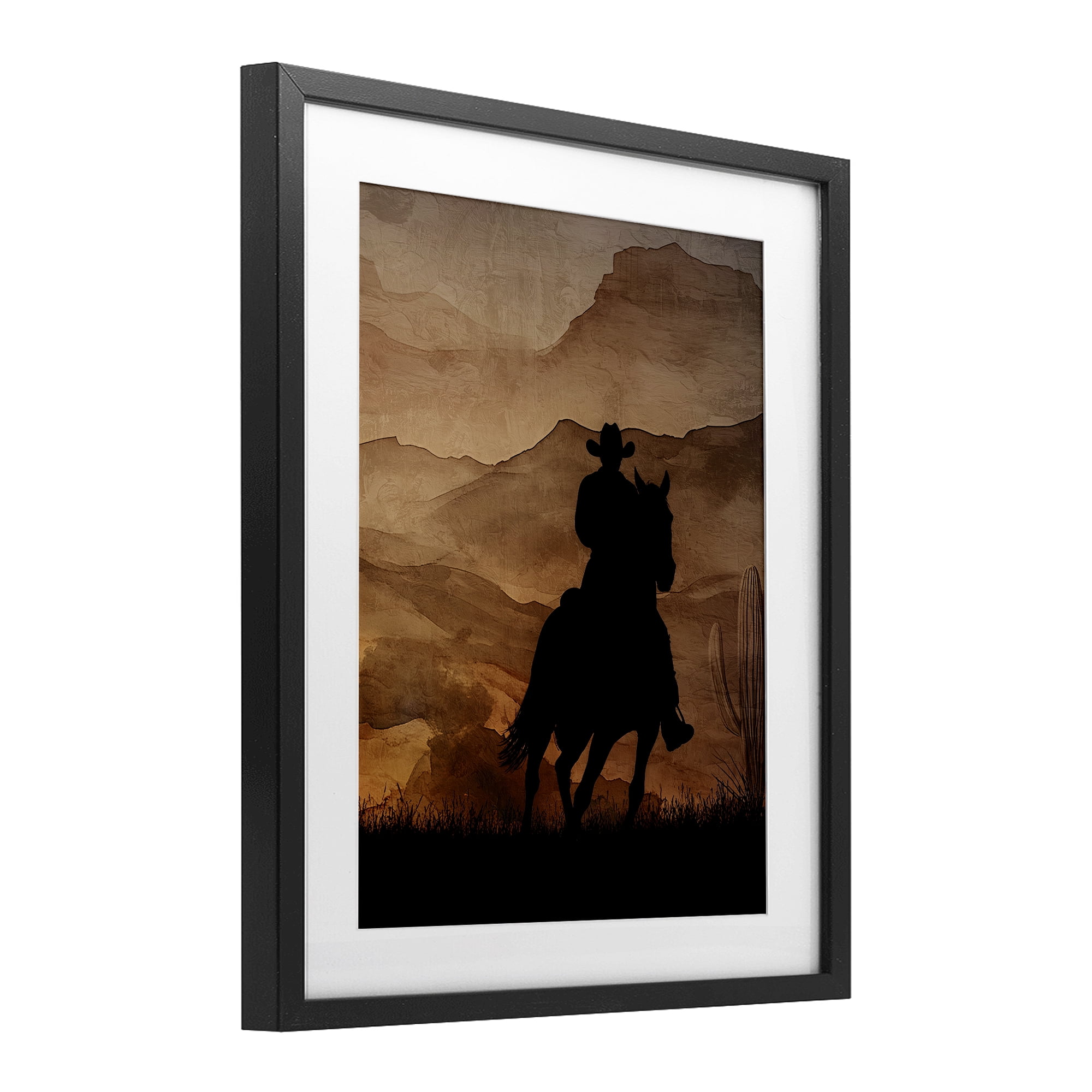 Stupell Industries Cowboy's Sunset Ride Black Framed Print Under Glass, design by Kim Allen