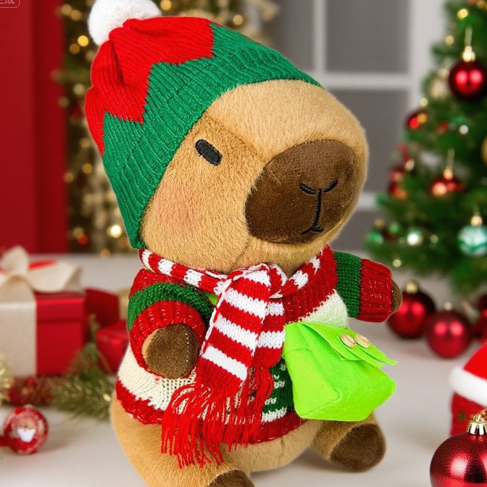 9.84" Capybara Plush Toy Set (10Pcs) - 2*Plush Dolls & 2*Clothings & 2*Hat & 2*Bags & 2* Scarves - Cuddly Soft Huggable Stuffed Animals Toy Pillows, Perfect Gifts for Women Teens & Fans