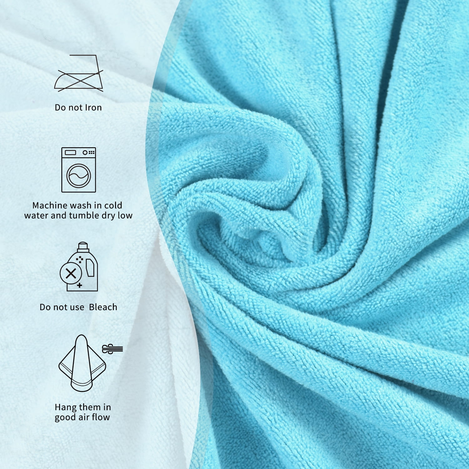 NC Microfiber Bath Towel Set of 6 - Soft Absorbent Hotel Bathroom Towels, Purple,Grey,Light Blue