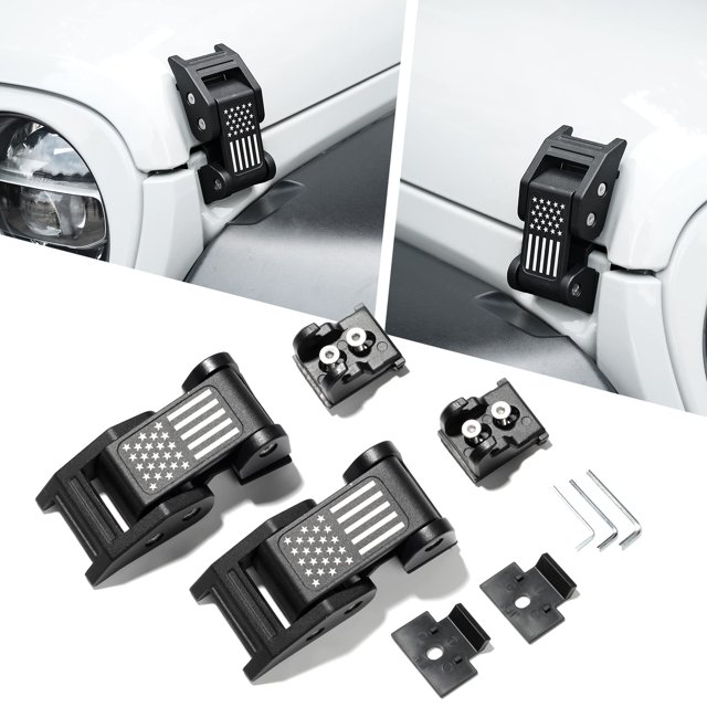 Cierres de capó de aluminio SEVEN SPARTA para Jeep Wrangler JK/JKU 2007-2017, JL/JLU 2018-2022 y Gladiator 2020-2022