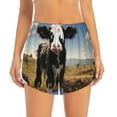 thumbnail image 2 of Balery Cute Prairie Cow Pattern Women's Running Shorts with Liner 2 Pockets Elastic Workout Athletic Gym Yoga Shorts-Small, 2 of 7