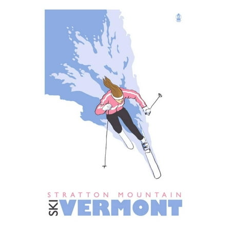 Stratton Mountain, Vermont, Stylized Skier Print Wall Art By Lantern