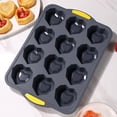thumbnail image 4 of Leodye 1PCS 12-Cavity Heart-shaped Silicone Muffin Pan, Non-stick Food Grade Mold, Reusable Baking Tray for Chocolate Cake Dessert Making -13.78 × 9.84 × 1.18 in, 4 of 4