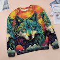 thumbnail image 6 of Sweatshirt For Womens Crewneck Colorful Lone Wolf Hoodies Teen Girls Cute, 6 of 7