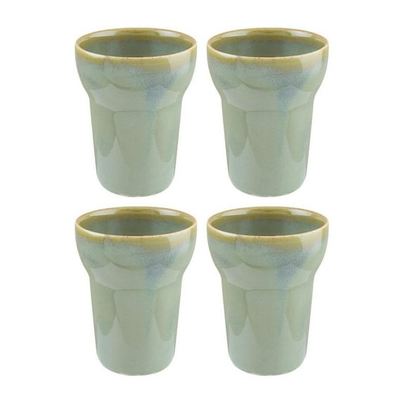 Sage dia.3.75" h:4.75" 12 oz. Round Green Porcelain Mug (Set of 4)