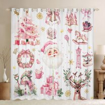 Homewish Kawaii Santa Claus Snowman Black Out Curtains For Children Teens Adults,Happy Christmas Xmas Curtains Pack of 2 (42x63 Each),Dreamy Princess Bedroom Curtains,Super Cozy Room Decor