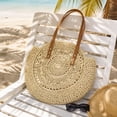 thumbnail image 2 of Dtchengua Round Rattan Bag, 16" Hand-woven Wicker Basket Purse, Boho Crossbody Handbag With Strap Handle, Retro Summer Beach Straw Tote Clutch for Women, 2 of 7