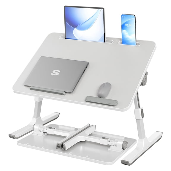 SONGMICS Bed Laptop Desk, Adjustable, 8 Heights, 23.6 x 15.7 Inches, Gray