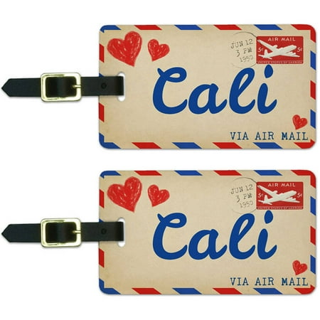 Air Mail Postcard Love for Cali Luggage Suitcase Carry-On ID Tags, Set of 2