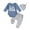 Gray, variant on Aojekbee Newborn Boy Outfits, Letter Print Long Sleeve Romper Elastic Waist Pants Hat 3 Piece Baby Boy Clothing Set