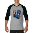 thumbnail image 1 of Artix - Mens Raglan Sleeve Baseball T-Shirts - American Flag 4th of July, 1 of 5