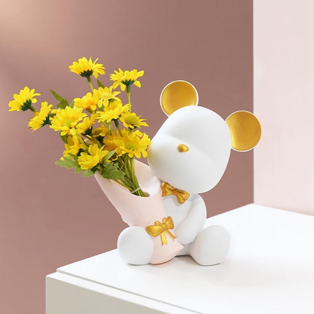 Estatuilla de Oso Escultura Adorno Sala de Estar Decoración Arreglo Blanco BLESIY Estatuilla de oso