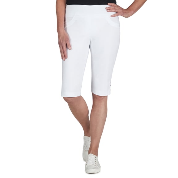 Hearts Of Palm Womens Solid Color Tech Stretch Skimmer With Elastic Waistband
