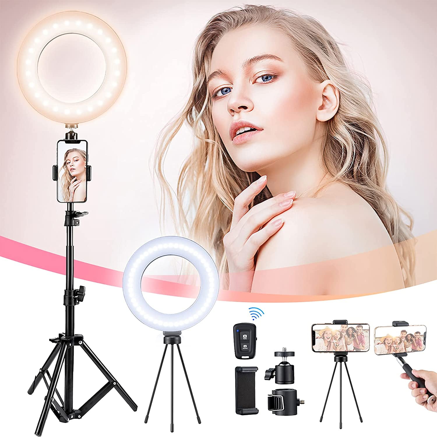 VNLT7B 4 in 1 Live Stand Live Voice Professional LED Ring Light Lamp MIC Stand  Holder Light Live Streaming | Lazada.vn