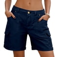 thumbnail image 2 of YHAJDS Womens Cargo Shorts High Waist Thin Multi Pockets Loose Wide Leg 5 Inches Summer Casual, 2 of 7