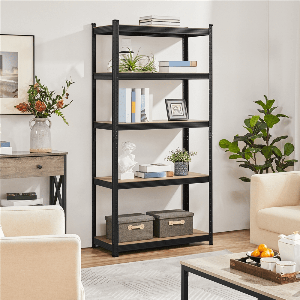 Alden Design 5-Tier Metal Boltless & Adjustable Storage Rack, Black
