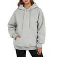 thumbnail image 2 of Womens Hoodie 2025 Fall Winter Blank Plain Basic Comfort Hoodies with Pockets Hooded Sweatshirt Hoodie Women Pullover, 2 of 5