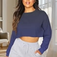 thumbnail image 2 of UYISJ Womens Cropped Sweatshirts Crew Neck Long Sleeve Pullover Tops Casual Loose Fit Workout Shirts Fall Clothes M, 2 of 5