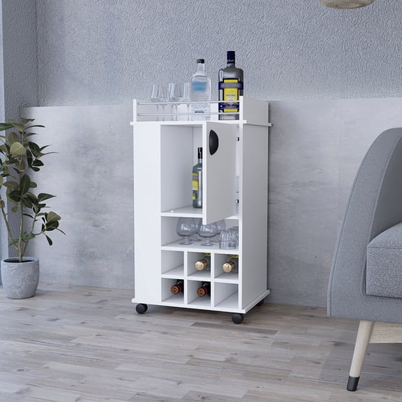 White particle board - Smooth-rolling for easy transport - Home bars and entertainment areas - Long - lasting use for years