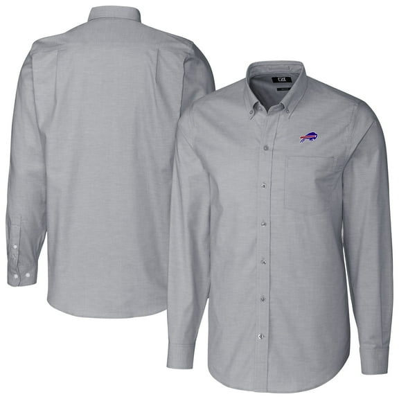 Men's Cutter & Buck Charcoal Buffalo Bills Stretch Oxford Big & Tall Long Sleeve Dress Shirt
