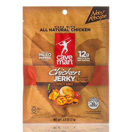 Chicken Jerky, Spicy BBQ - 2.5 oz (71 Grams) by Caveman