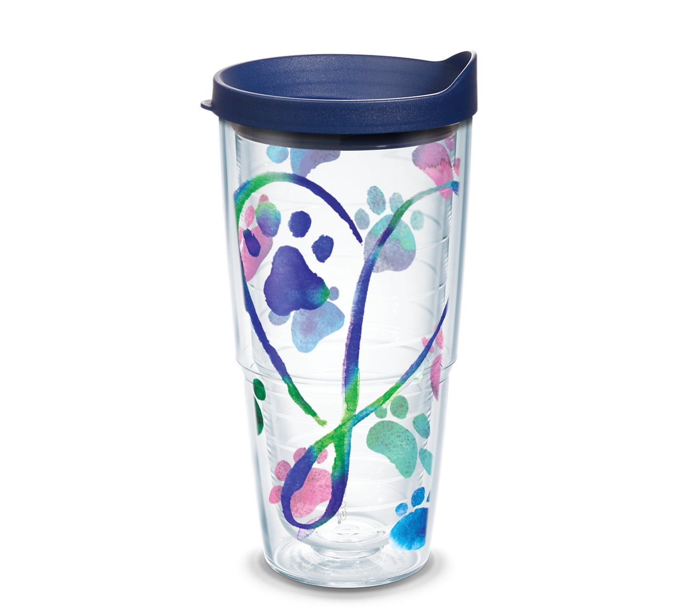 Tervis Project Paws Dog Paws Script Heart 24 oz Tumbler with navy lid
