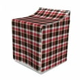 thumbnail image 1 of Checkered Washer Cover, Pattern with Squares Mosaic Diagonal Vertical Stripes Graphic Print, Suitable for Dryer and Washing Machine, 29" x 28" x 40", Dark Coral White Brown, by Ambesonne, 1 of 3