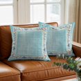 thumbnail image 3 of Throw Pillow Covers, Teal Coastal Decorative Throw Pillow Covers 18x18 Inch, Vintage Summer Beach Coral Shell Starfish Square Linen Pillow Cases for Couch/Living Room/Sofa, 3 of 9